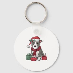 American Pit Bull Terrier Dog Christmas Outfits Sa Sleutelhanger
