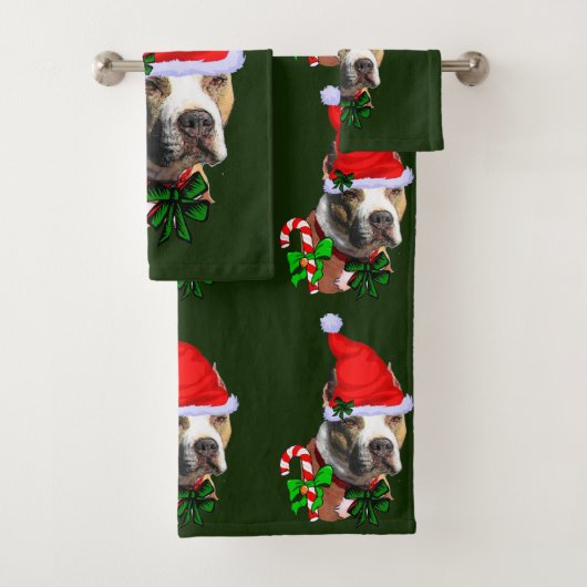 American Pit Bull Terrier Kerstmis Bad Handdoek (Insitu)