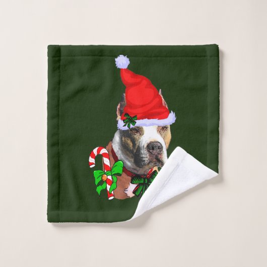 American Pit Bull Terrier Kerstmis Bad Handdoek (Wasdoekje)