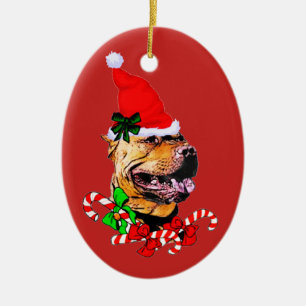 American Pit Bull Terrier Kerstmis Keramisch Ornament