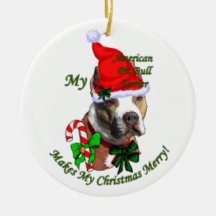 American Pit Bull Terrier Kerstmis Keramisch Ornament