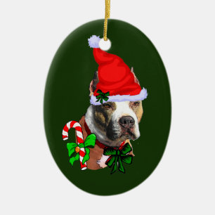 American Pit Bull Terrier Kerstmis Keramisch Ornament