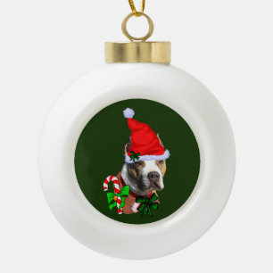 American Pit Bull Terrier Kerstmis Keramische Bal Ornament