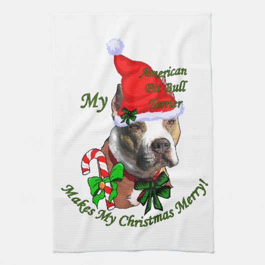 American Pit Bull Terrier Kerstmis Theedoek (Verticaal)