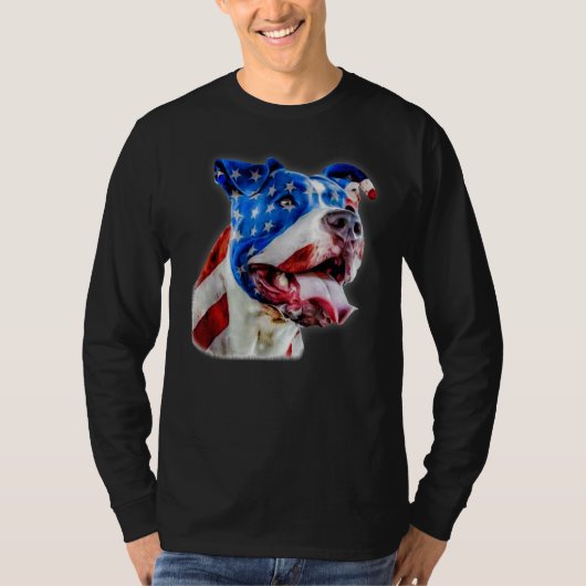 American Pit Bull Terrier Usa Flag Patriotic Dog T-shirt (Voorkant)