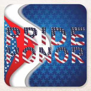 American Pride en Honor Vierkante Kartonnen Onderzetter