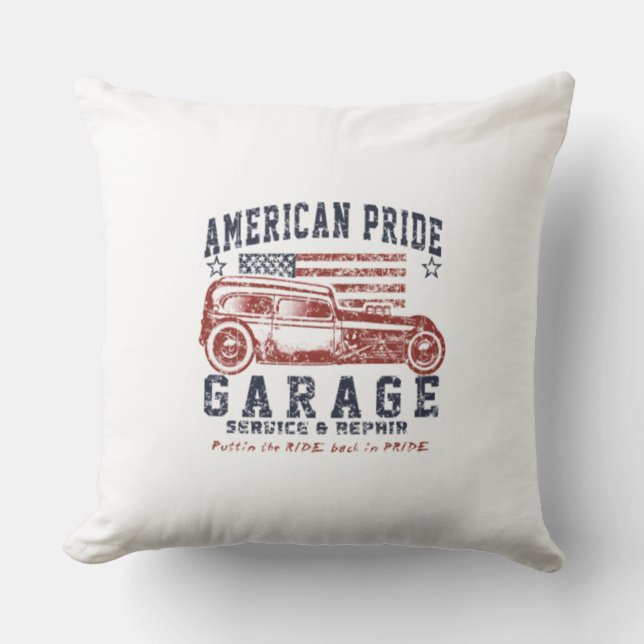 American Pride Garage Kussen (Voorkant)