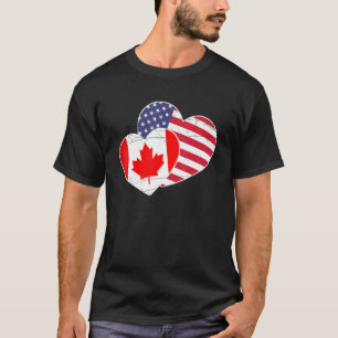 American Pride Us Flag Heart Proud Canada T-shirt