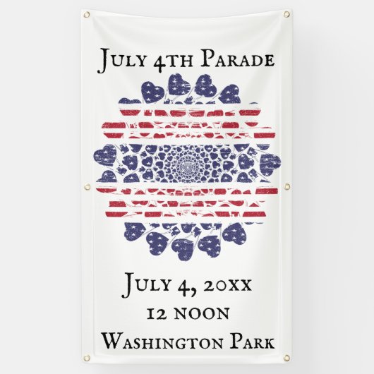 American Psychedelic Patriotic Hearts Tie Dye Spandoek (Verticaal)