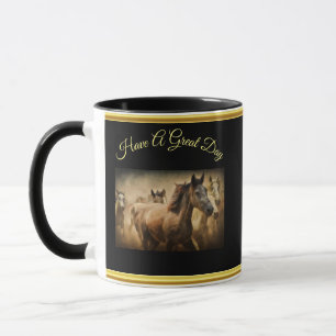 American Quarter Horse met een gouden folieontwerp Mok