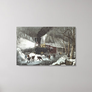 American Railroad Scene, 1871 Canvas Afdruk