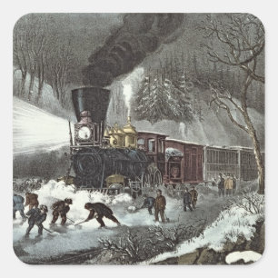 American Railroad Scene, 1871 Vierkante Sticker