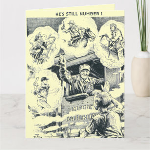 American Railroad Train Engineer Big Birthday Card Kaart