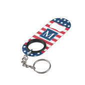 American Red White Blue Custom Monogram Initiaal Mini Flessenopener (Achterkant Gekanteld)
