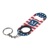 American Red White Blue Custom Monogram Initiaal Mini Flessenopener (Voorkant Gekanteld)