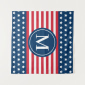 American Red White Blue Custom Monogram Initiaal Wandkleed (Voorkant (horizontaal))