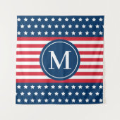 American Red White Blue Custom Monogram Initiaal Wandkleed (Voorkant)