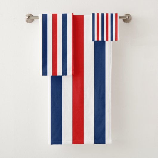 American Red White Blue Striped Bad Handdoek (Insitu)