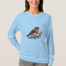 American Robin bird Basic T-shirt met lange mouwen