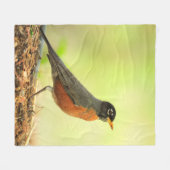 American Robin Photo Fleece Deken (Voorkant (Horizontaal))