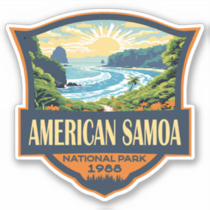 American Samoa National Park Illustratie Retro Sticker