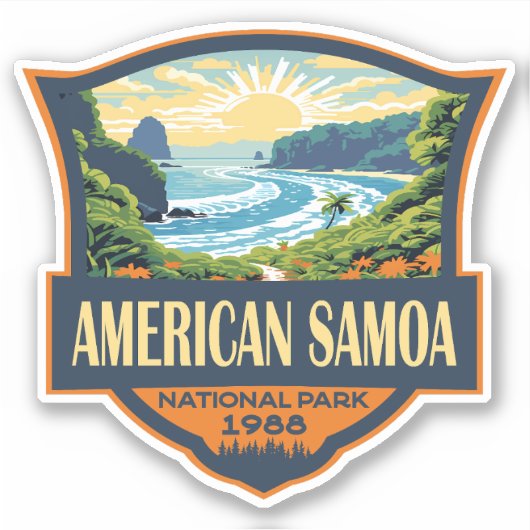 American Samoa National Park Illustratie Retro Sticker (Voorkant)