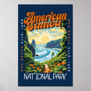 American Samoa National Park Retro Vervuild Poster
