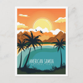 American Samoa National Park Travel Illustration Briefkaart