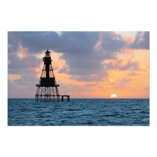 American Shoal Lighthouse, Florida Satin Foto Foto Afdruk (Voorkant)