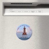 American Shoal Lighthouse Floride Round Magnet (In Situ (Lave-vaisselle))