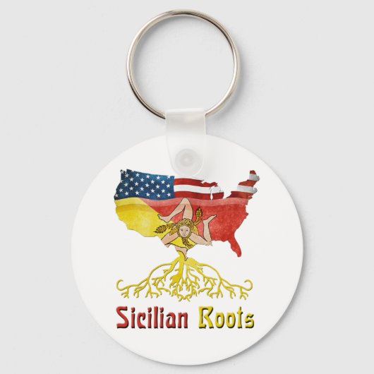 American Sicilian Roots Keyring Sleutelhanger (Voorkant)
