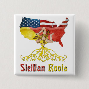 American Sicilian Roots Pin Badge Vierkante Button 5,1 Cm