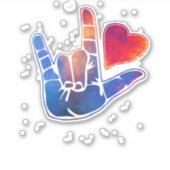 American Sign Language ASL Ik hou van je in gebare Sticker (Voorkant)