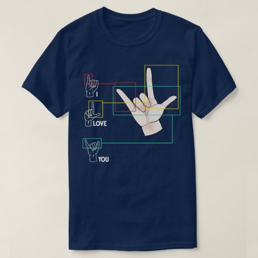 American Sign Language Hand Sign ASL I Love You T-shirt (Design voorkant)