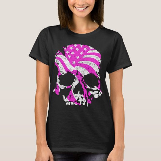 American Skull Pink T-shirt (Voorkant)
