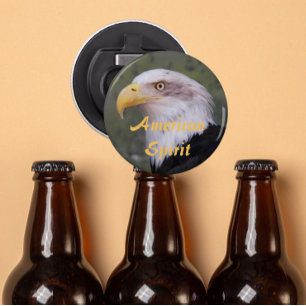 American Spirit Patriottisme Kale Adelaar Hoofd Button Flesopener