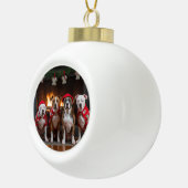 American Staffordshire bij de open haard Kerstmis Keramische Bal Ornament (Rechts)