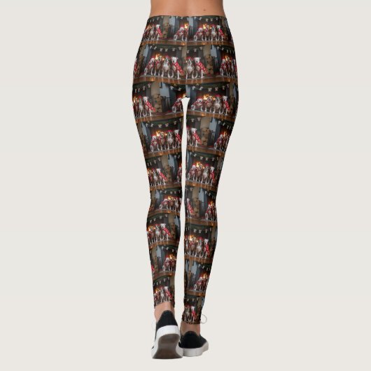 American Staffordshire bij de open haard Kerstmis Leggings (Achterkant)
