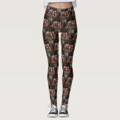American Staffordshire bij de open haard Kerstmis Leggings (Voorkant)