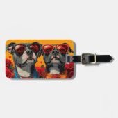 American Staffordshire Heart Rozen Valentijnsdag Bagagelabel (Voorkant horizontaal)