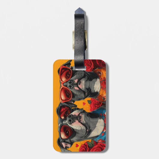 American Staffordshire Heart Rozen Valentijnsdag Bagagelabel (Achterkant verticaal)