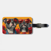 American Staffordshire Heart Rozen Valentijnsdag Bagagelabel (Achterkant horizontaal)