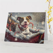 American Staffordshire Hond Kerstfeest Kaart (Gele Bloem)