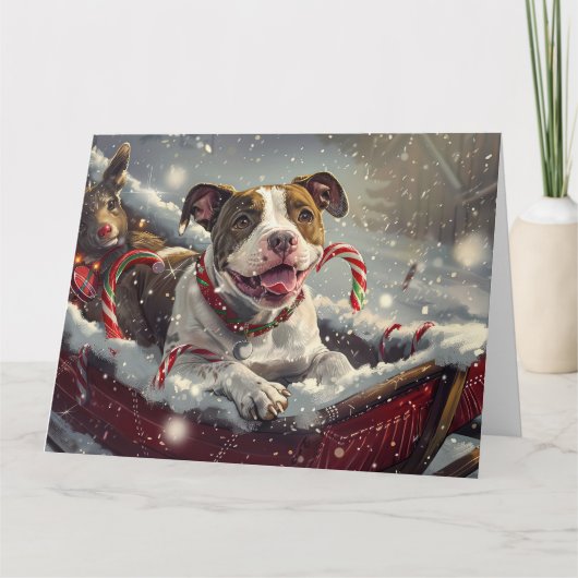 American Staffordshire Hond Kerstfeest Kaart (Voorkant)