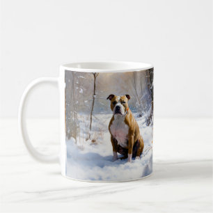 American Staffordshire liet het sneeuwKerstmis Koffiemok