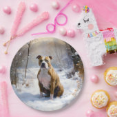 American Staffordshire liet het sneeuwKerstmis Papieren Bordje (Feest)