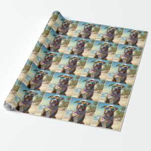 American Staffordshire on Beach,zomercadeau Cadeaupapier