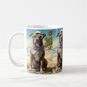 American Staffordshire on Beach,zomercadeau Koffiemok