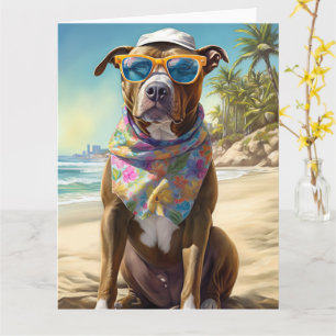 American Staffordshire op het strand, zomer cadeau Kaart