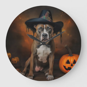 American Staffordshire Pompoenen Halloween Scary Grote Klok